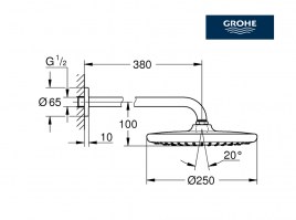 MEDIDAS DUCHA MURAL TEMPESTA 250 GROHE